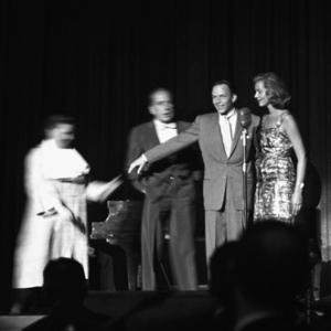 Humphrey Bogart, Frank Sinatra and Lauren Bacall circa 1955