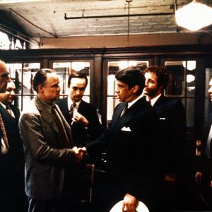 Marlon Brando, Francis Ford Coppola, Robert Duvall, John Cazale, Abe Vigoda, Richard S. Castellano, Al Lettieri and Vito Corleone