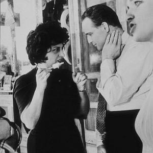 Marlon Brando with Anna Magnani and Joanne Woodward during filming of 