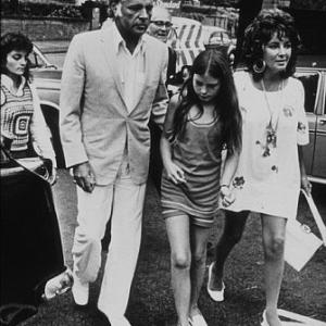 Elizabeth Taylor with Richard Burton and daughter Kate in London C 1970