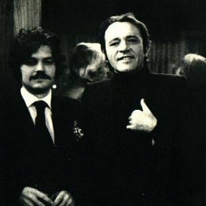 Ilya Salkind and Richard Burton at the wrap party for BLUEBEARD 1972
