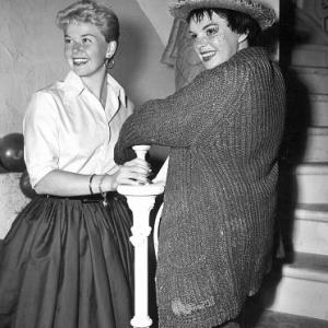 Doris Day Judy Garland On the set of A Star Is Born 1954