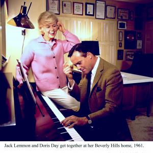Jack Lemmon with Doris Day at her Beverly Hills home 1961