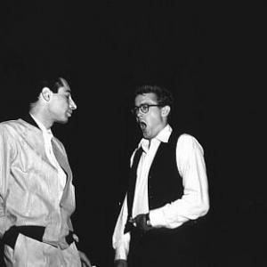 James Dean wiht composer Leonard Rosenman between scenes for Rebel Without A Cause 1955 Warner  MPTV