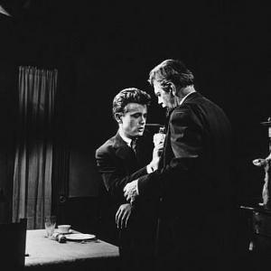 James Dean and Raymond Massey in 