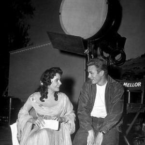 James Dean and Elizabeth Taylor behind the scenes of Giant 1955 Warner  MPTV