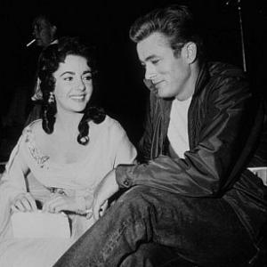 Elizabeth Taylor and James Dean on location for 