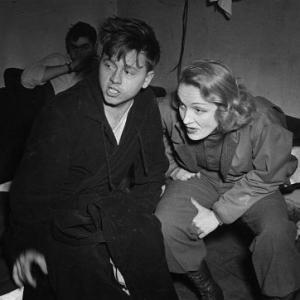 Mickey Rooney and Marlene Dietrich at Presidio Hospital in San Francisco c 1940