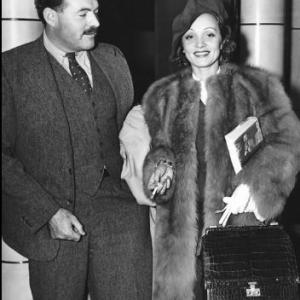 Marlene Dietrich with Ernest Hemingway returning on the SS Normandie from Europe