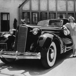 Marlene Dietrich with her Cadillac Town Car C 1935