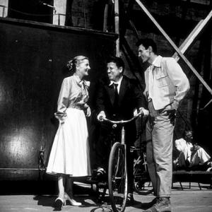 George Stevens with Joan Fontaine and Jack Palance, 1953.
