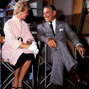 Clark Gable and Doris Day on the set of 