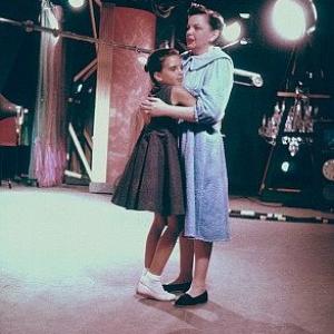 Judy Garland and Liza Minnelli on the set of a TV show, 1955.