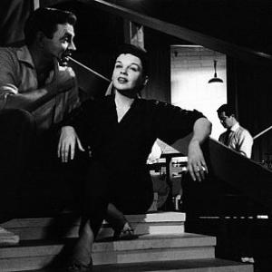 Judy Garland and James Mason on the set of 