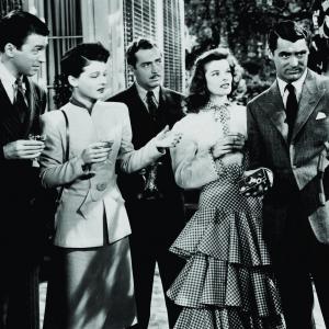 Still of Cary Grant, Katharine Hepburn, James Stewart, John Howard and Ruth Hussey in The Philadelphia Story (1940)