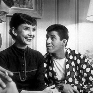 332340 Audrey Hepburn meets Dean Martin and Jerry Lewis in their dressing room at Paramount