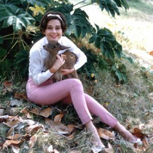 Audrey Hepburn with her pet deer Pippin