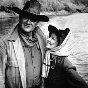 7221010 Katharine Hepburn and John Wayne in Roster Cogburn 1975 Universal MPTV