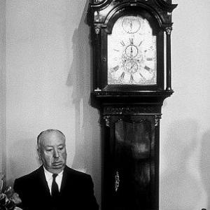 Alfred Hitchcock on teh Universal Studios set of 