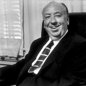 Alfred Hitchcock in his office at Universal Studios Ca 1957