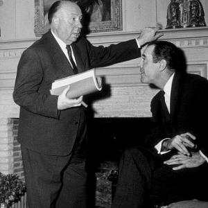 Alfred Hitchcock with Henry Fonda on the set of The Wrong Man 1957 Warner