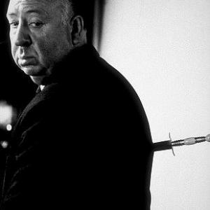 Alfred Hitchcock on the set of Alfred Hitchcock Presents January 12 1956  CBS