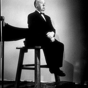 Alfred Hitchcock on the set of Alfred Hitchcock Presents 1956CBS