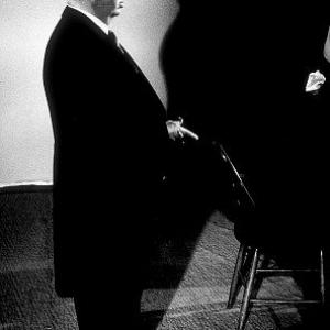 Alfred Hitchcock on the set of 