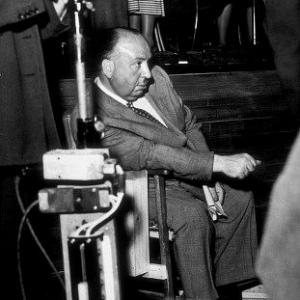 Alfred Hitchcock on the set of Stage Fright 1950 Warner