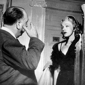 Stage Fright Marlene Dietrich with director Alfred Hitchcock 1950 Warner