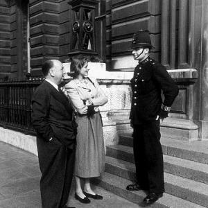 Alfred Hitchcock with Ingrid Bergman in London, c. 1949.
