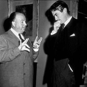 Alfred Hitchcock and Gregory Peck on the set of 
