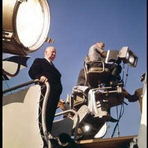 Alfred Hitchcock during filming of 