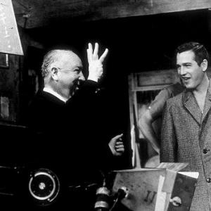 Torn Curtain Director Alfred Hitchcock with Paul Newman 1966 Universal