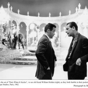 Paris When It Sizzles Jack Lemmon visits William Holden on the set 1963 Universal