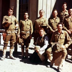 Still of William Holden, Ernest Borgnine, Bo Hopkins, Ben Johnson, Warren Oates and Jaime Sánchez in The Wild Bunch (1969)