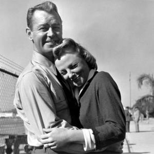 June Allyson and Alan Ladd on the set of 
