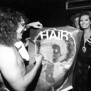 Sophia Loren backstage at theHair performance 1970
