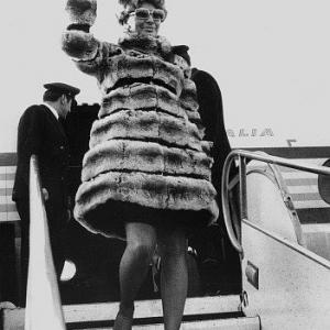 Sophia Loren arriving in Rome after the birth of her son, 1969.