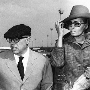 Sophia Loren with husband Carlo Ponti arriving at Rome's Fiumicino Airport, 1967.
