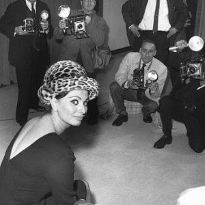 Sophia Loren during a press interview at Idelwild Airport New York, 1963.