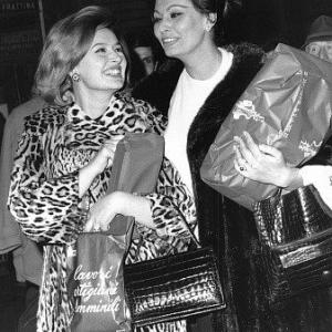 Sophia Loren with sister Maria Mussolini, 1963.