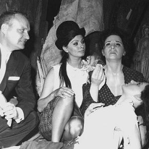 Sophia Loren with her wax figure dedicated for her award winning role in Two Women c 1962