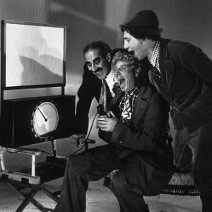 The Marx Brothers with a sound meter, 1936. Modern silver gelatin, 14x11, estate stamped. $600 © 1978 Ted Allan MPTV