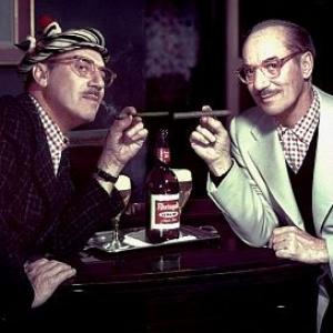 Groucho Marx posing for a Rheingold beer advertisement, double exposure, circa 1952. Modern color, 11x14. $600 © 1978 Paul Hesse MPTV