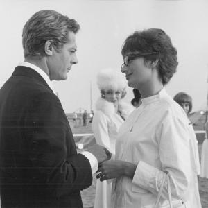 Still of Marcello Mastroianni and Anouk Aimée in 8½ (1963)