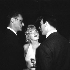 M. Monroe, Arthur Miller & Yves Montand at party for 