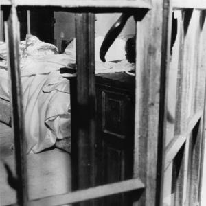 Marilyn Monroe's death bed. Window which was broken by doctor in his attempt to save Monroe. She died on bed shown in background.