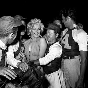 Marilyn Monroe  Mickey Rooney at Hollywood Entertainers Baseball Game c 1952