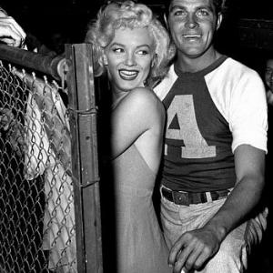 Marilyn Monroe & Dale Robertson at Hollywood Entertainers Baseball Game, c. 1952.